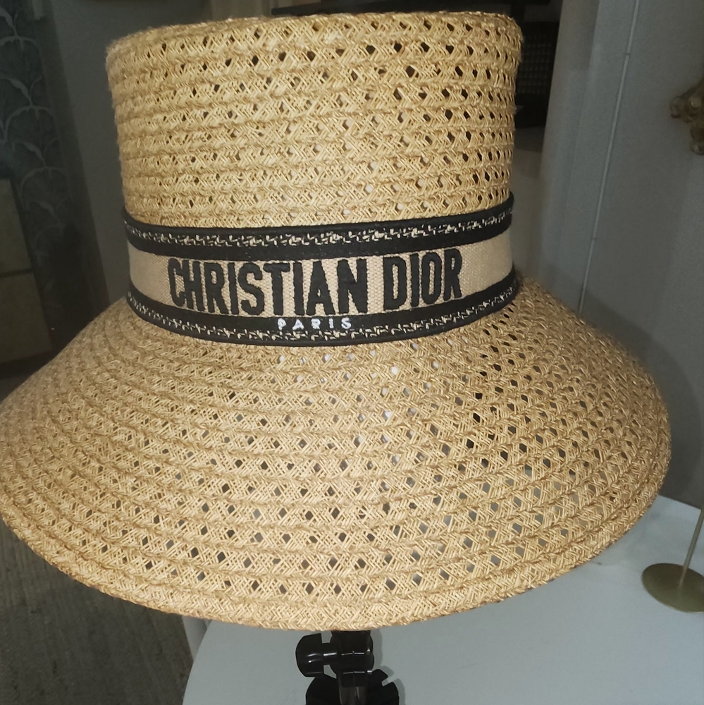 Authentic Christian Dior Bucket Straw hat, size 58